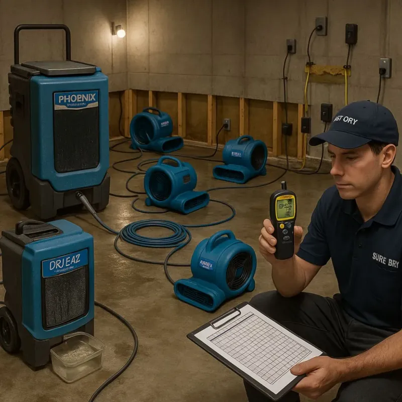 Structural Drying and Dehumidification process in Piru, CA